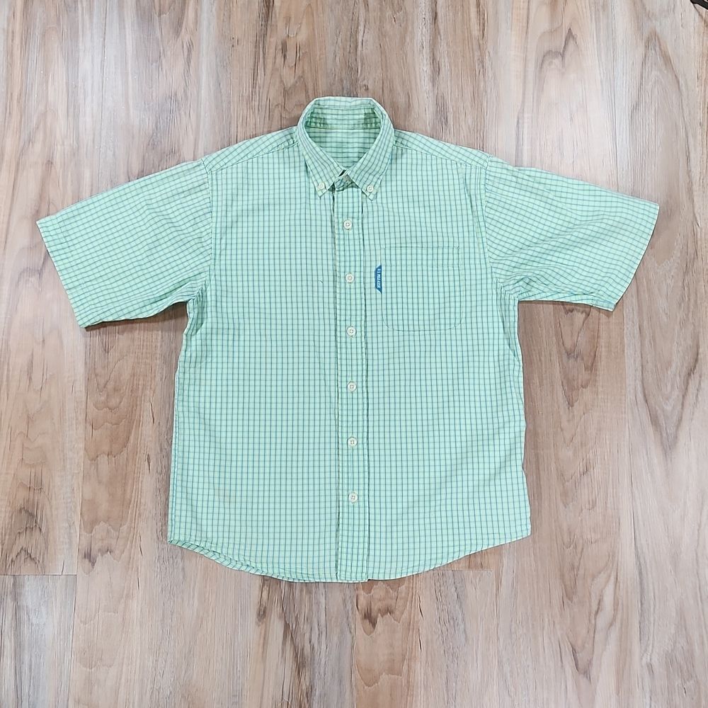 🧡U.S. Polo Assn Seafoam & Blue Plaid Short Sleeve Buttoned Shirt Medium